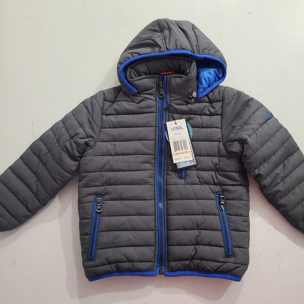 Boys size Medium- SPIRE winter coat grey waterproof puffer jacket NEW (msrp $78)